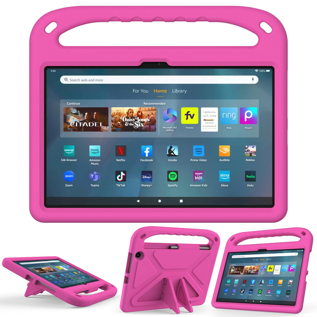 fashion mania for Amazon Fire Max 11 13th Gen 11" 2023 Case EVA Hand Holder Kids Stand Tablet Cover (rose red)