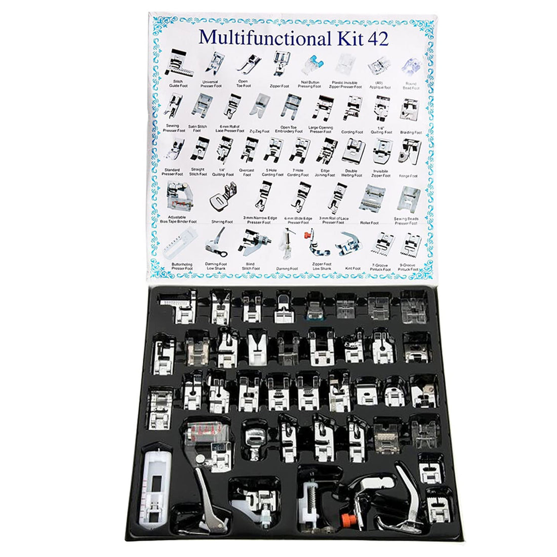 42 PCS Professional Presser Feet Set Presse Foot Domestic Sewing Machine Foot for Brother, Singer, Babylock, Janome, Elna, Etc, Low Shank Sewing Machine