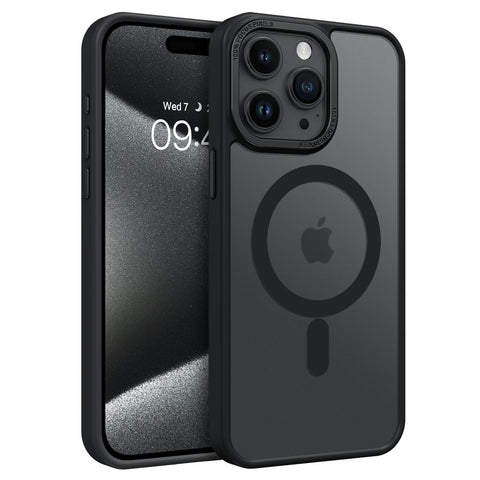 GaoBao iPhone 15 Pro Max Case 6.7" Compatible with MagSafe, Hybrid Magnetic Case Translucent Matte Back Camera Protection Slim Shockproof Anti-Scratch Back Cover, Black