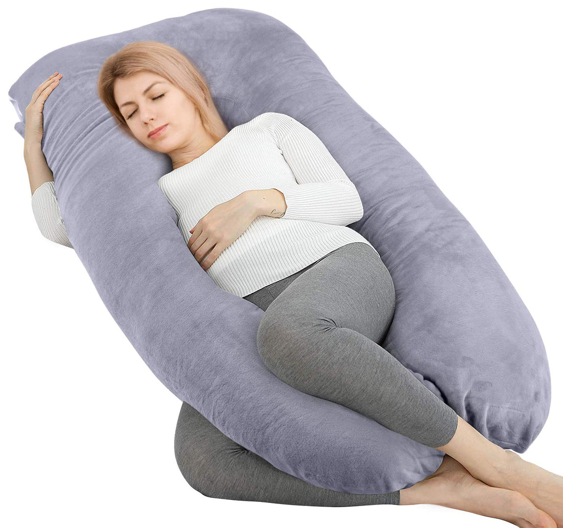 Moro Moro 3 Victostar U Shaped Pregnancy Pillow, 9Ft Full Body Maternity Pillow For Sleeping Maternity & Body Pillows For Adults Pregnant Women With Cover Gray Velet