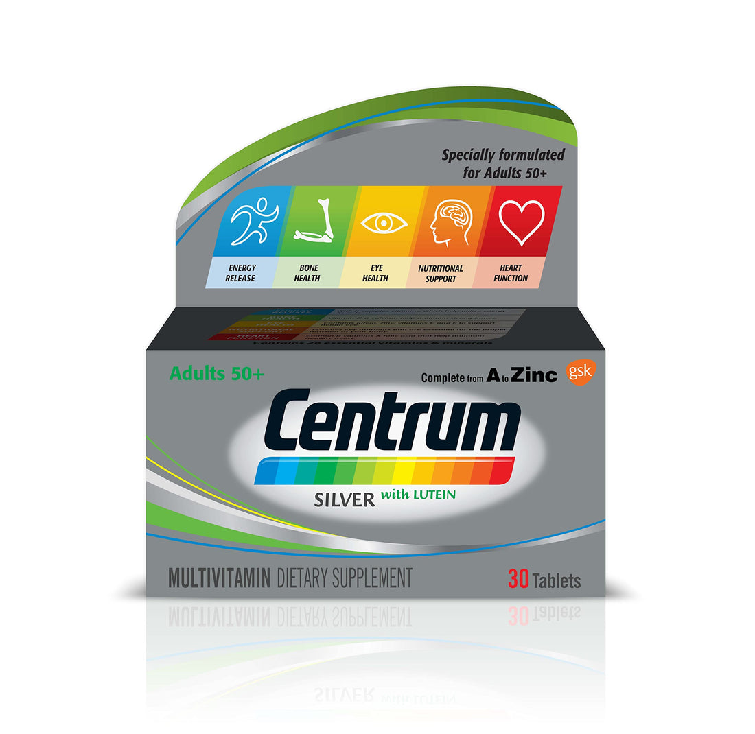 Centrum Silver with Lutein Multivitamin, Multimineral Supplements, for adults 50 + with Zinc, Vitamin B, D & Magnesium, 30 Tablets