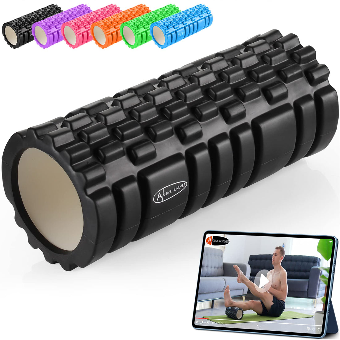 Foam Roller for Deep Tissue, Back & Legs - Exercise Roller for Home, Office, Yoga & Gyms (13.5cm x 32.8cm) (Black)