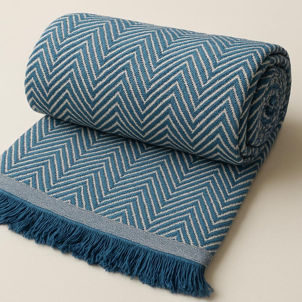 Zigzag Pattern Throw Blue