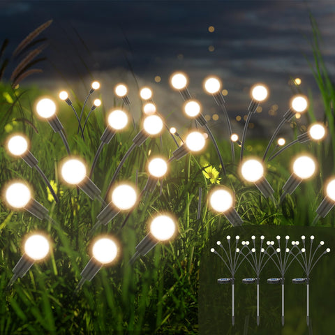 LWMTT Firefly Solar Garden Lights, Pack of 4 Firefly Lights, Waterproof Swinging Garden Lights, Swinging Solar Pathway Lights, 24 LED Solar Lights for Garden, Outdoor, Yard Decorative