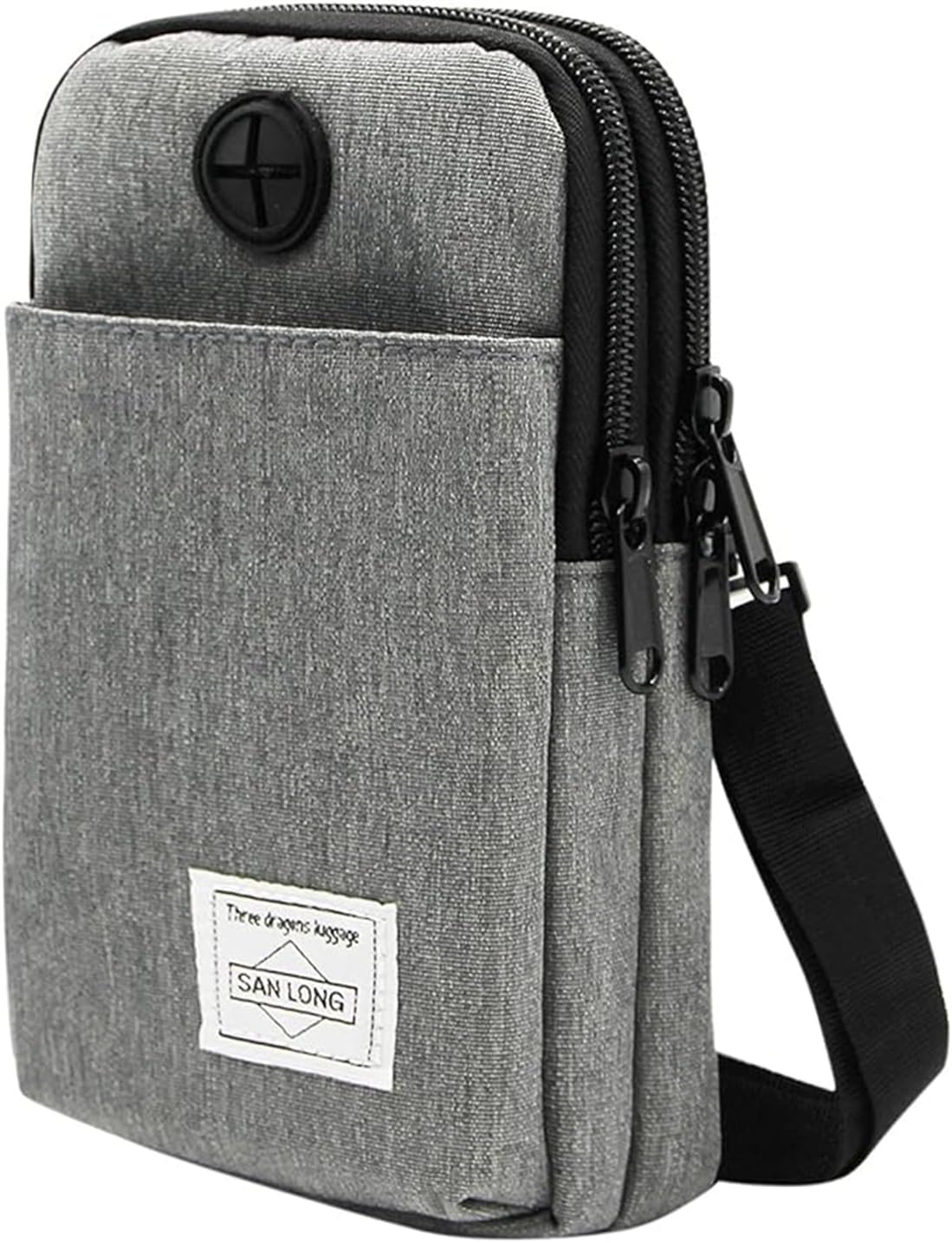 KWSLIN 3-Layers Sport Waist Pack Bag, Waterproof Cell Phone Crossbody Purse Oxford Fabric Belt Bag Armband Wallet with Removable Shoulder Strap for Fitness Exercise Workout, Light Grey
