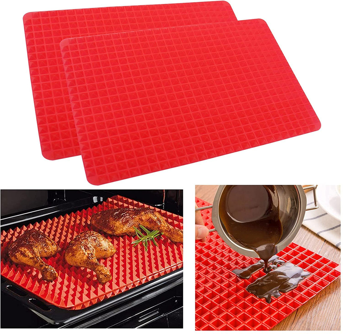 2 x MarysDe@lz Diamond Chef Silicone mat Oven mat Silicone Pyramid Baking Mat Cooking Pan Value 2 Pack Non-Stick Healthy Food Grade Fat Reducing Sheet for Oven Grilling BBQ Indoor - Pack of 2