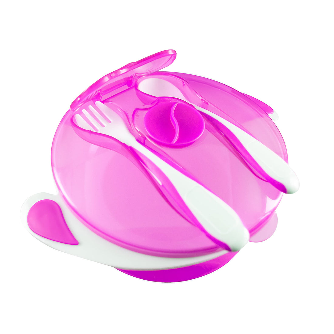 True 2022040 Feeding bowl with fork & spoon color pink