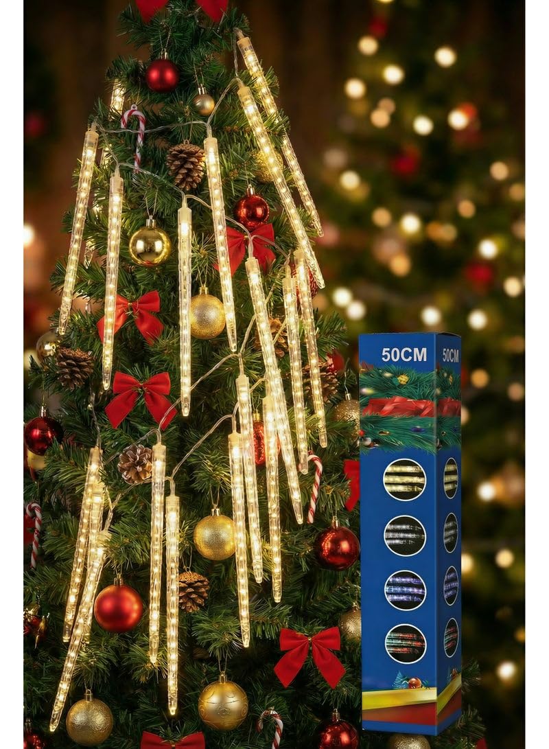 Shower LED Curtain Lights (8 Tubes, 4.1M Cable & 50cm Tube Length) - Christmas Tree & Party Decor & Ramadan Decor