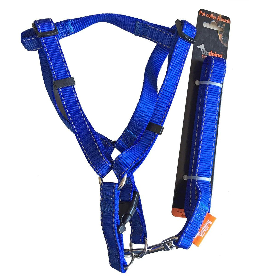Premium Dog Harness and Leash Set, Adjustable Nylon Padded Body Harness with Matching Lead for large dogs up to 40KG(Blue)