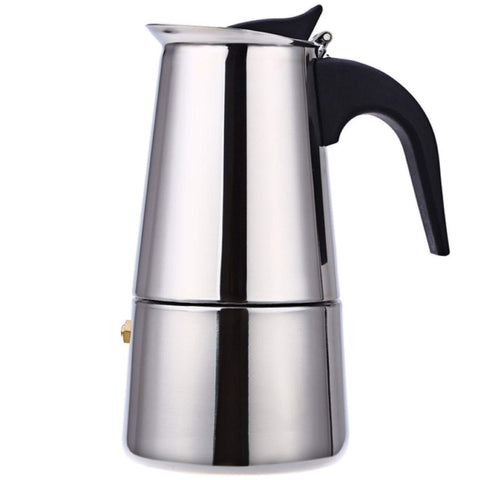 Innlife 2 Cups?100ML? Espreeso Machine and Moka Pot for Gas or Electric Ceramic Stovetop, Italian Espresso Coffee Shot Maker for Italian Espresso, Cappuccino and Latte, Stainless Steel 304