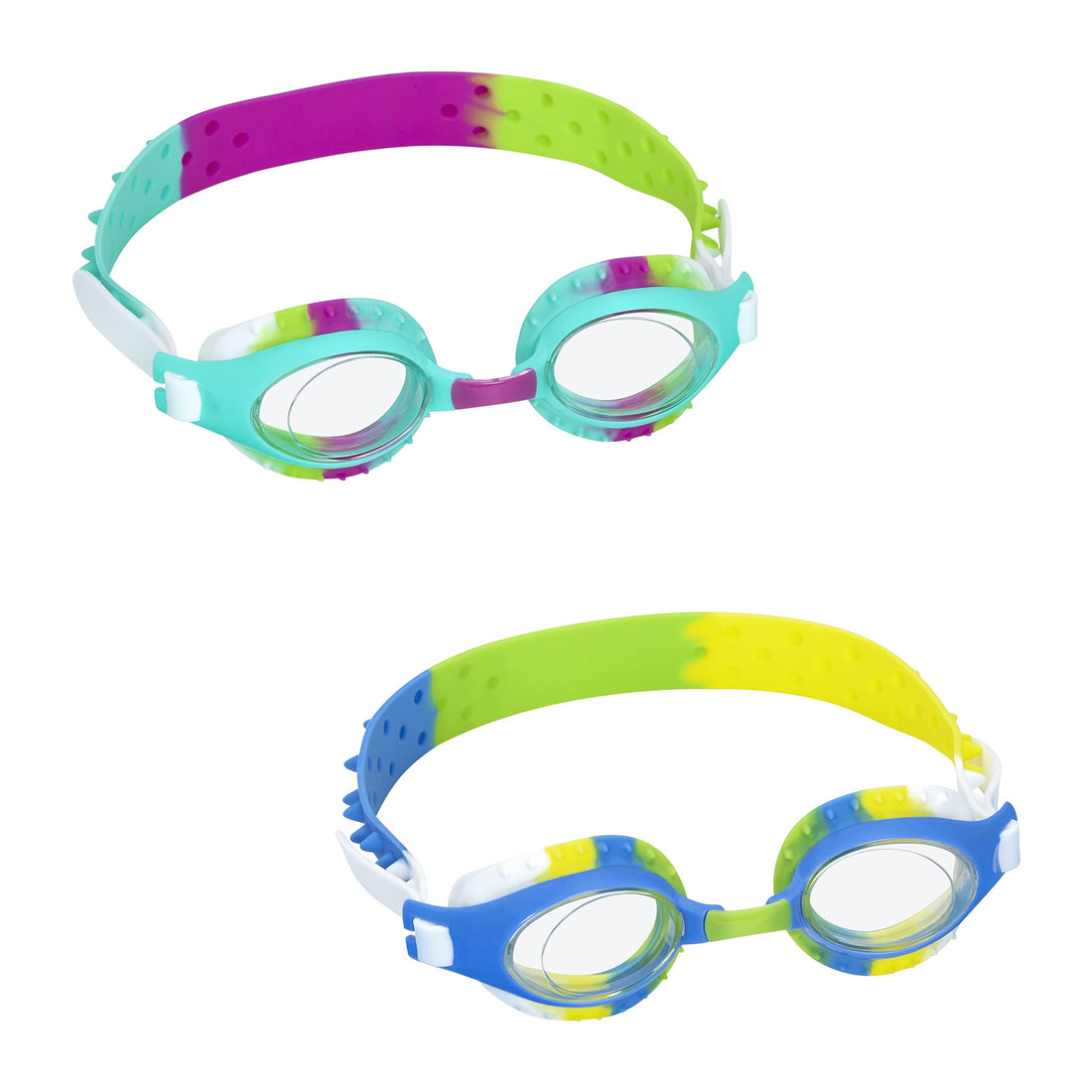 Bestway swimming goggles | swim goggles for kids, no leaking uv protection and adjustable strap, summer swirl, assorted colours