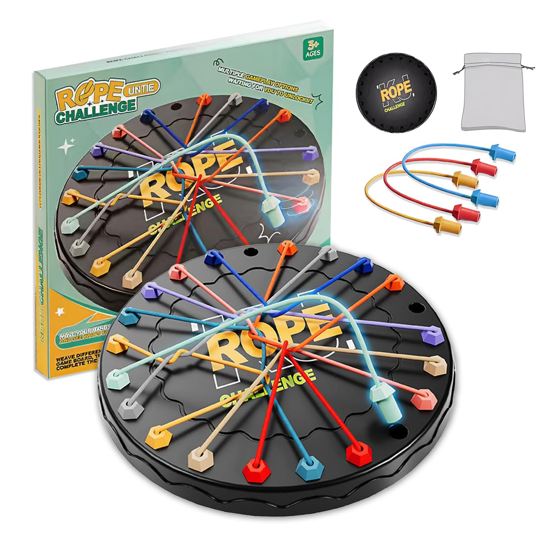 Wonka Wshxjzyay Brainy Knots Rope Untangling Game, Rope Knots Untangle Stack Puzzle Sorting Board Game, Portable for Parties & Travel