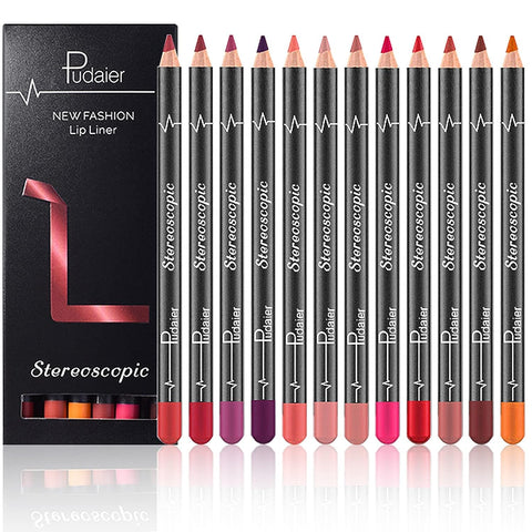 fashion mania Lip Liner Pencil, 12 pcs High Pigmented Creamy Matte Lip Liner Set, Girls and Women Lipstick Pen Lip Makeup Gift Sets for Daily/Travel/Party/Work