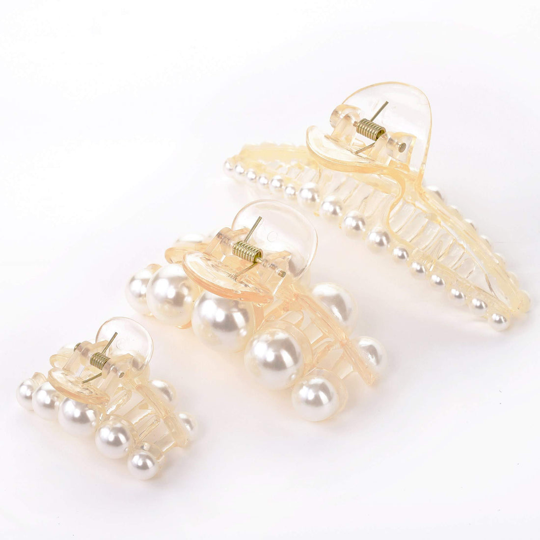 Resin Hair Claw Clips Imitation Pearl Ponytail Hair Clamp Hairdressing Headwear Non-Slip Barrettes Hair Holder Fixed Hair Styling Accessories for Women Lady Girls (3 Pack)