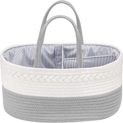Uand Home Diaper Caddy Organizer for Baby, Cotton Rope Baby Diaper Caddy Basket,Caddy Organizer Baby,Nursery Changing Basket Diaper Storage Basket Bin,Diaper Basket for Changing Table (Grey)