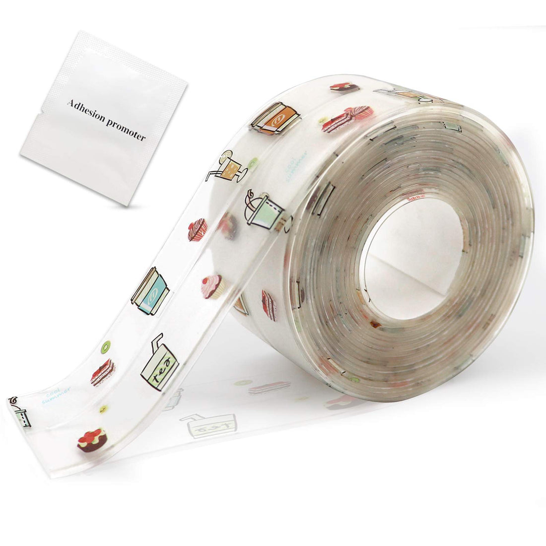 PVC Self Adhesive Waterproof Caulk Seal Tape, Clear (1.5inx10.5Ft, Cartoon)
