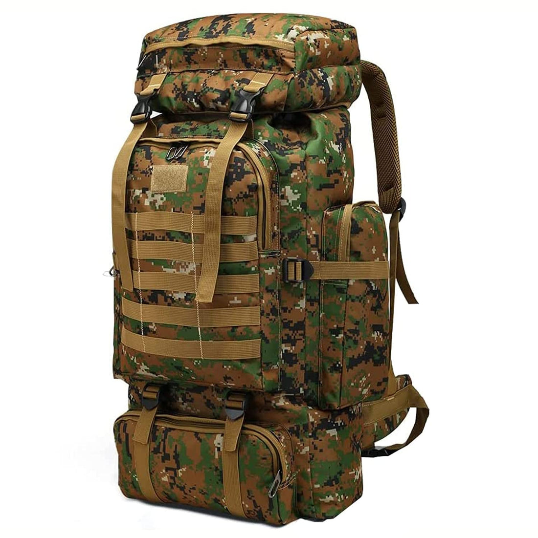 SKADE 80l Tactical Backpack for Men, Large Survival Hunting Waterproof Hiking Backpack for Men, Camping Rucksack Military Backpack for Men, Jungle Camouflage, Comfort