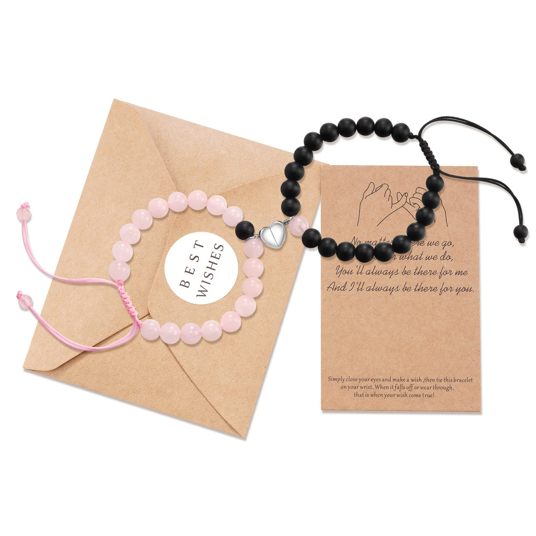 Valentines Day Gift for Couples Mutual Attraction Matching Bracelets Matte Agate Bracelet Vows of Eternal Love Charms Adjustable Jewelry Valentine Day Gifts Set for Lover Women Men Friend,