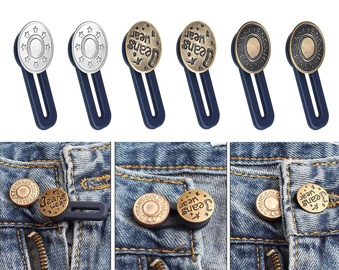 Button Waist Extender, No Sew Elastic Metal Button Pant Waistband Expander for Men or Women for Jeans, Collars, Cuffs, Khakis and Dress Slacks(6 PCS)