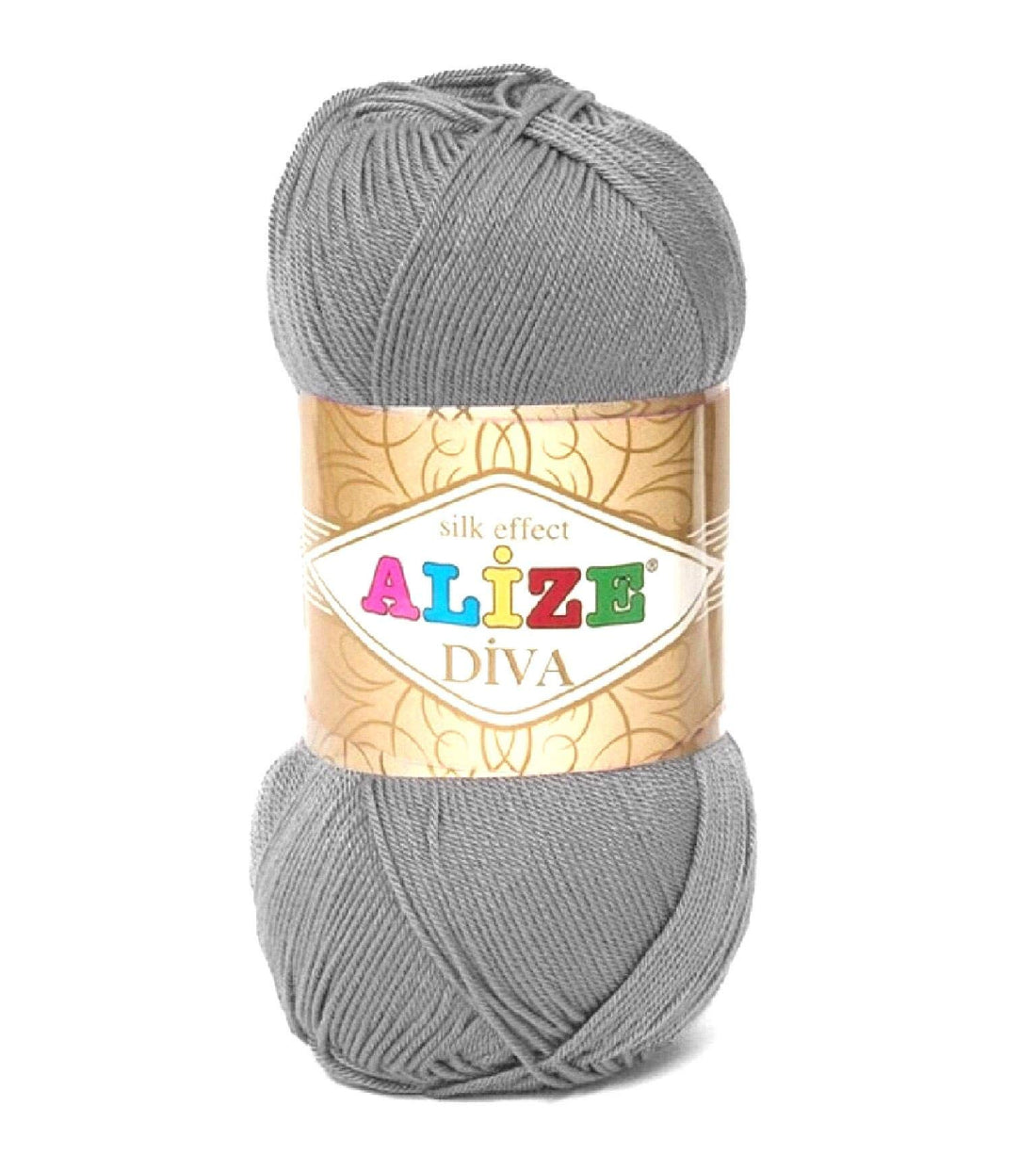 Alize Diva Silky Effect Crochet and Knitting Yarn (Grey, No. 348)