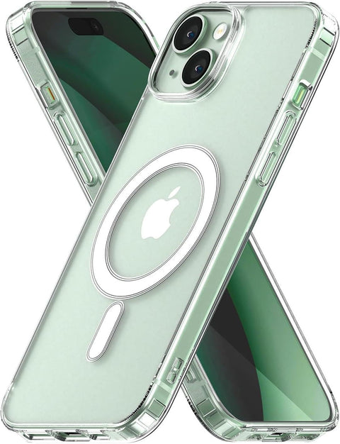 HARVORTEZ Strong Magnetic Case Compatible with iPhone 15 Plus MagSafe, PC Environmentally Friendly Material, Logo Visible Cover, Fully Compatible, Corner Shock Absorbing Elegant Case (Transparent)