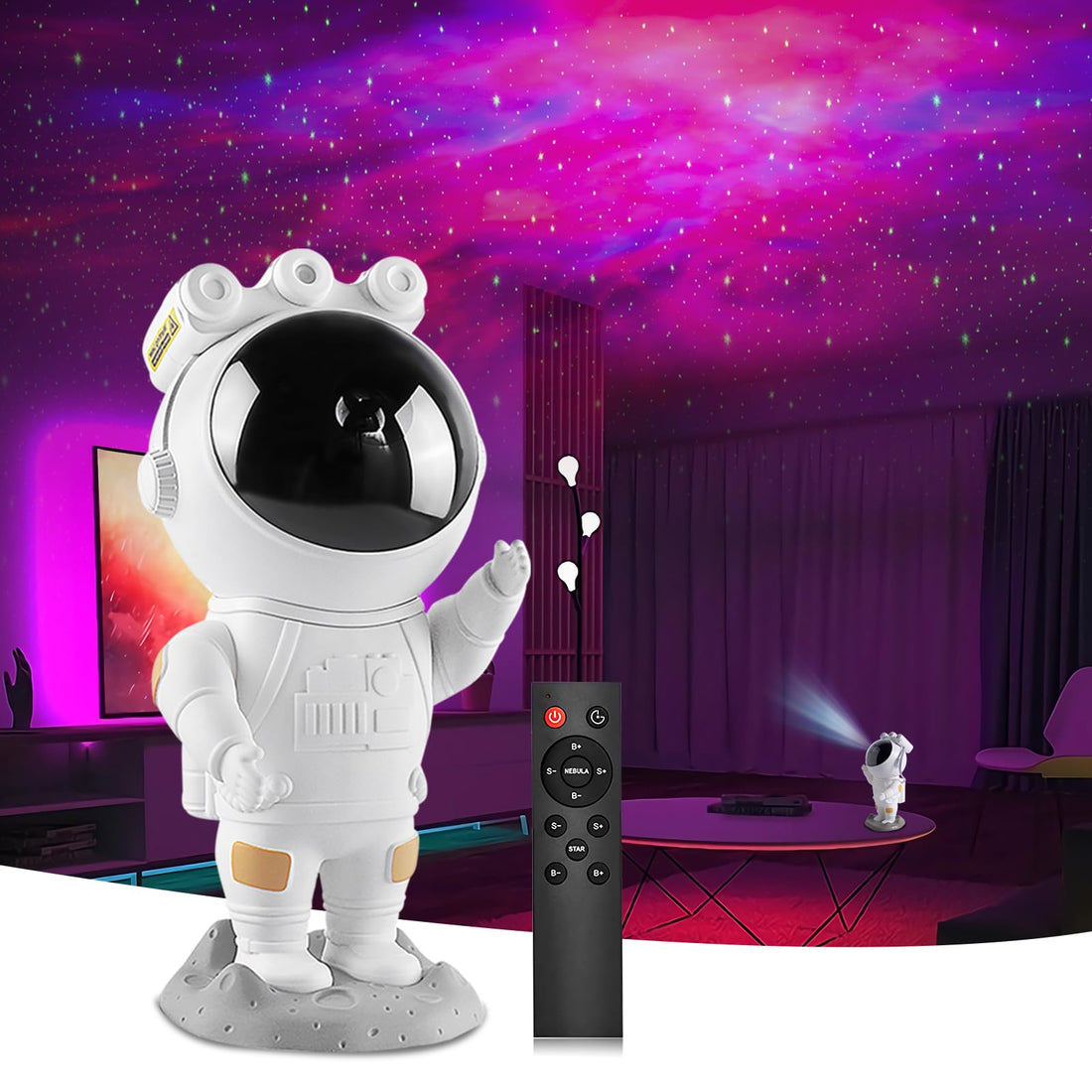 Astronaut LED Galaxy Projector Starry Night Light Astronaut Star Projector with Timer and Remote Control Nebula for Bedroom and Ceiling Projector Gifts for Kids and Adults [Energy Class A]