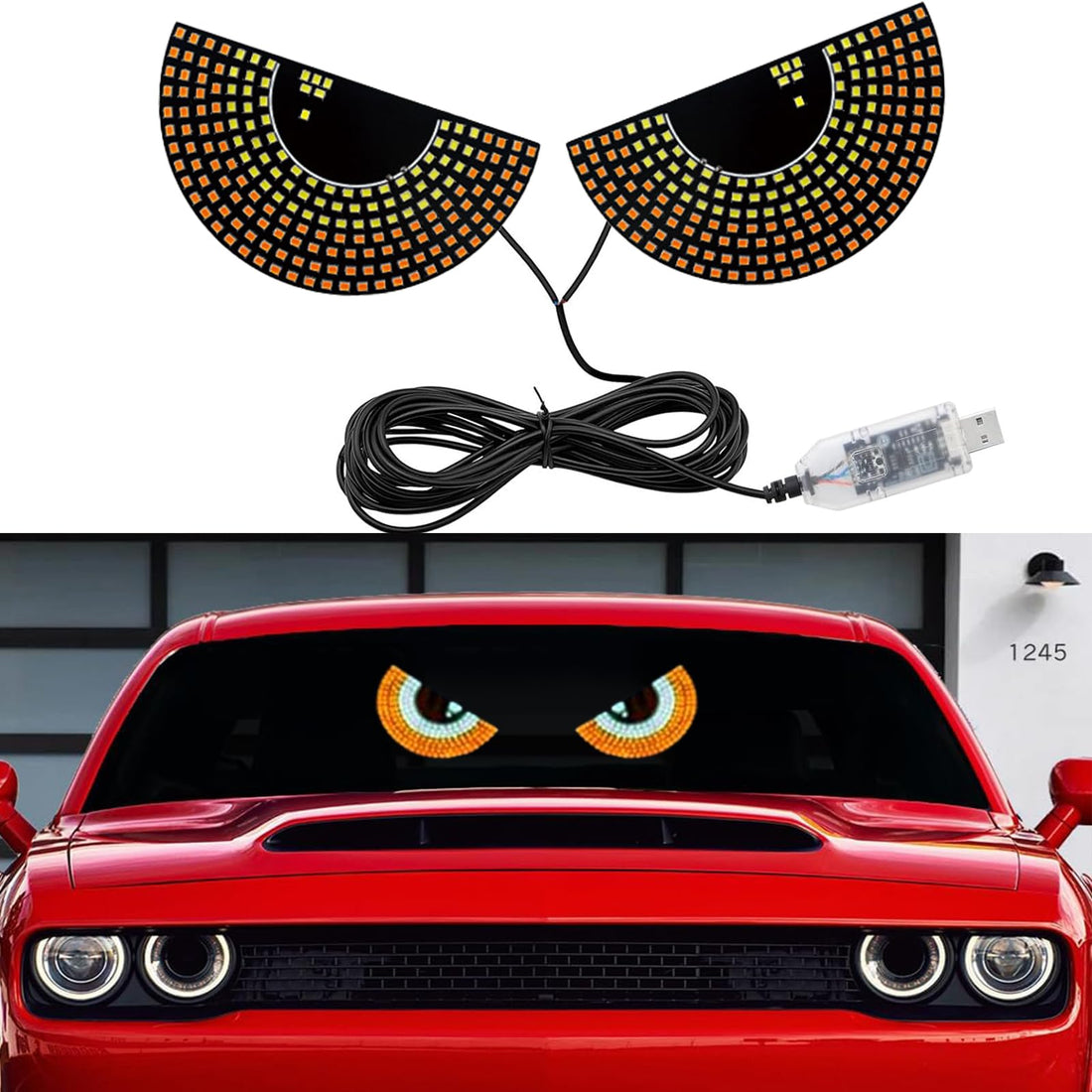 Devil Eyes Light for Cars,2024 Dynamic Devil Eye Car Headlights,Led Lights for Car,Car Accessories for Men,DIY Car Decor,Led Strobe Light,for Car Trucks Windows Windshield.