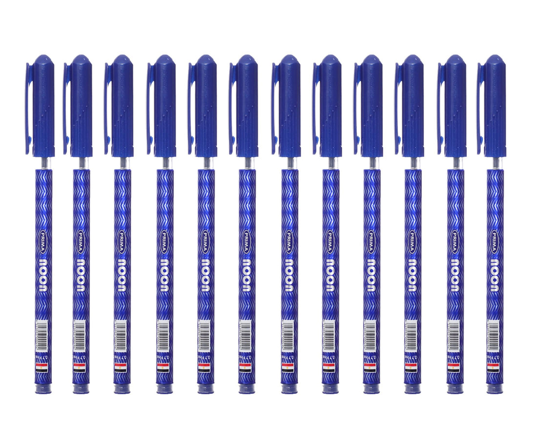 Prima Noon Blue Ballpoint Pens 12 Per Pack High-Performance Writing for Academic and Professional Success