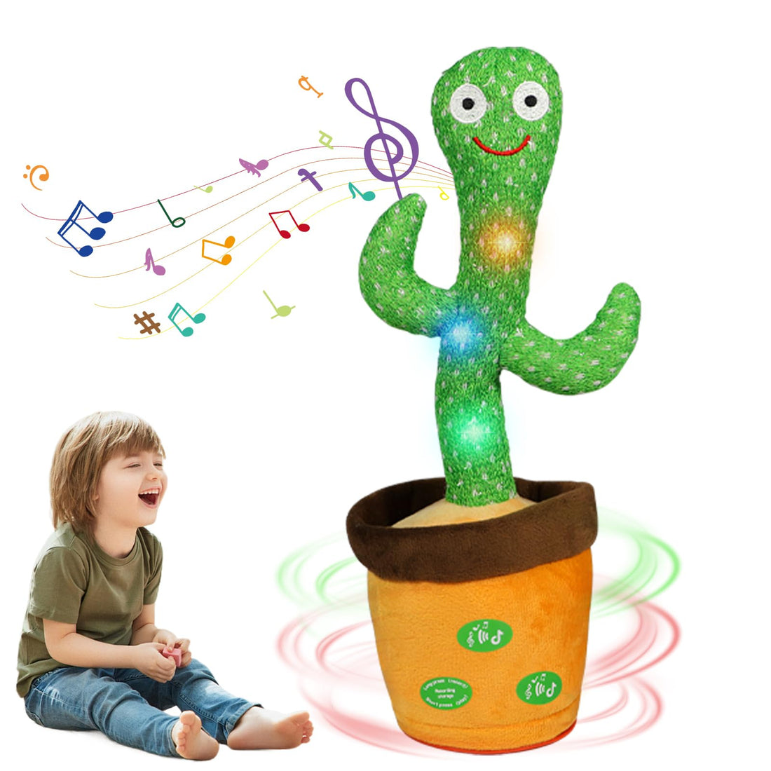 GHAZAL Talking Cactus, Dancing Cactus, Cactus Toy, Singing Cactus Plush Toy with Volume Control Function, Light Baby Plush Doll, Repeat What You Say, 120 Songs