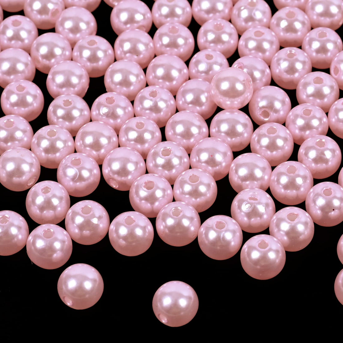 500pcs Pearl Beads，Round Pearl Loose Spacer Beads， ABS Imitation Pearl Loose Pearls Beads for Jewelry Findings Making DIY Accessories Supplies(8mm Pink)