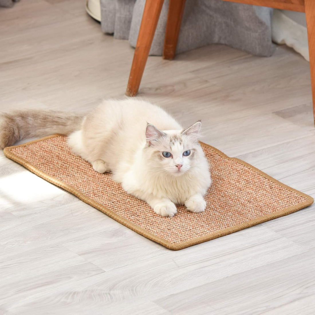 FUKUMARU Cat Scratching Mat, Natural Cat Scratching Boards, Sisal Scratching Rug, Durable Cat Furniture Doormat Sisal Mat Scratching Pads for Cats, 60 x 40 cm, Brown