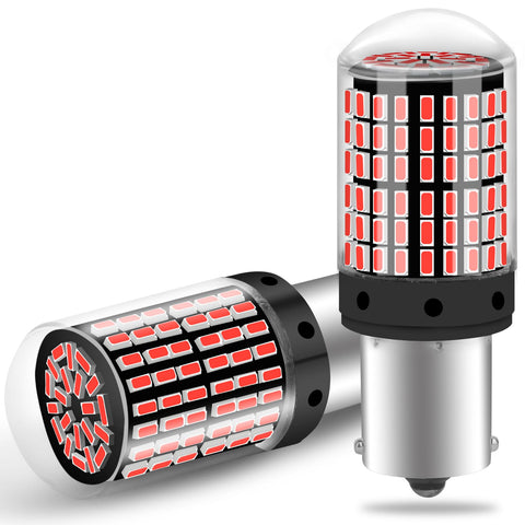 2024 Upgraded 1156/ BA15S LED Light Bulbs Brilliant Red 144-SMD 440/LM 500% Super bright 1073 1003 LED Bulbs Used for Backup Reverse/Tail/Brake/Turn Signal/Daytime Running Light 2PCS