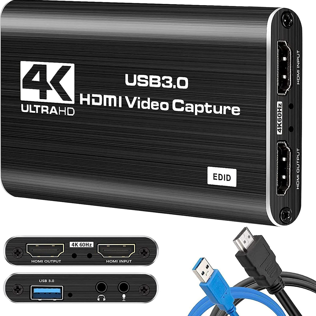 BURDEAN Capture Card, 4K Video Capture Card, USB 3.0 1080P 60fps HDMI Audio Video Capture Device , Portable Video Converter Game Capture Adapter for Gaming Streaming