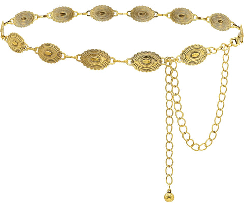 Belt - Stylish Western Belt for Women with Metal Waist Chain and Small Concho Design, Perfect for Boho Fashion Enthusiasts