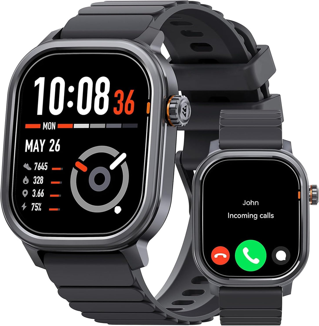 KOSPET Pulse Smartwatch, AMOLED Touch Display, Fitness & Health Tracking, Waterproof Bluetooth Smart Watch for Android & iOS – Black