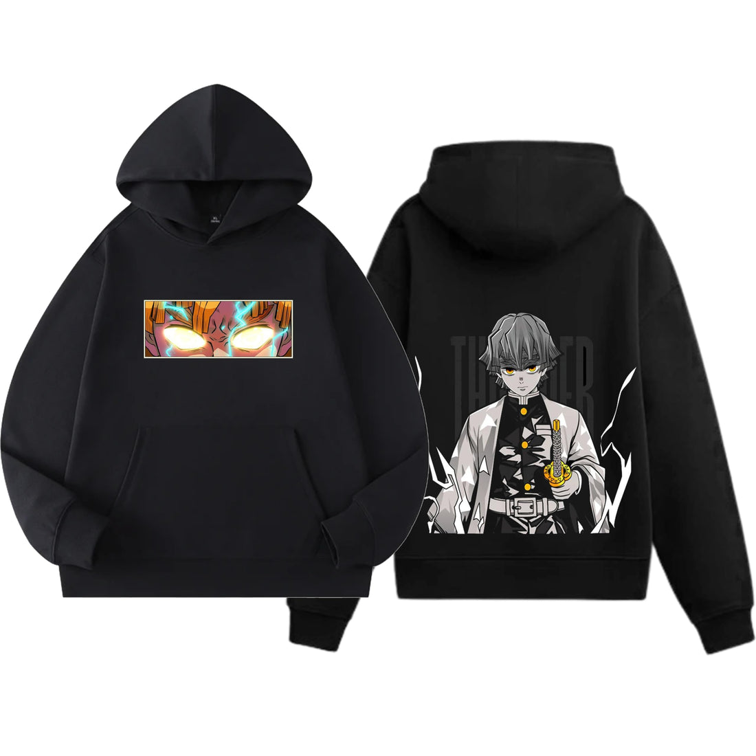 Anime Cotton Hoodie, Black with Amazing Print Design, Pullover Sweatshirt unisex 50