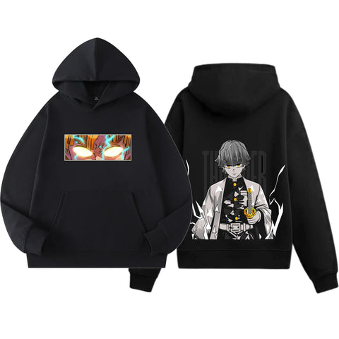 Anime Cotton Hoodie, Black with Amazing Print Design, Pullover Sweatshirt unisex 50