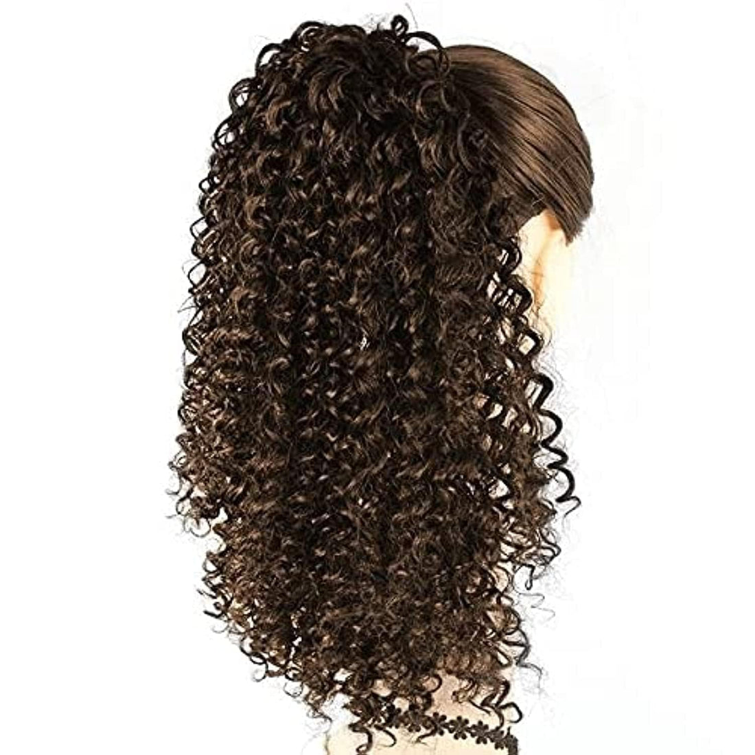 Brown curly synthetic hair ponytail