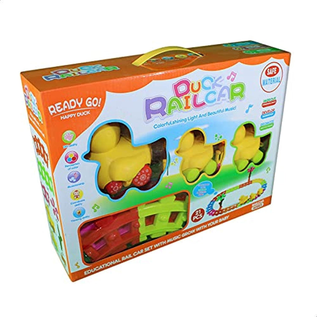 Generic Train Tracks with Duck Shaped Train Cars - 21 Pieces