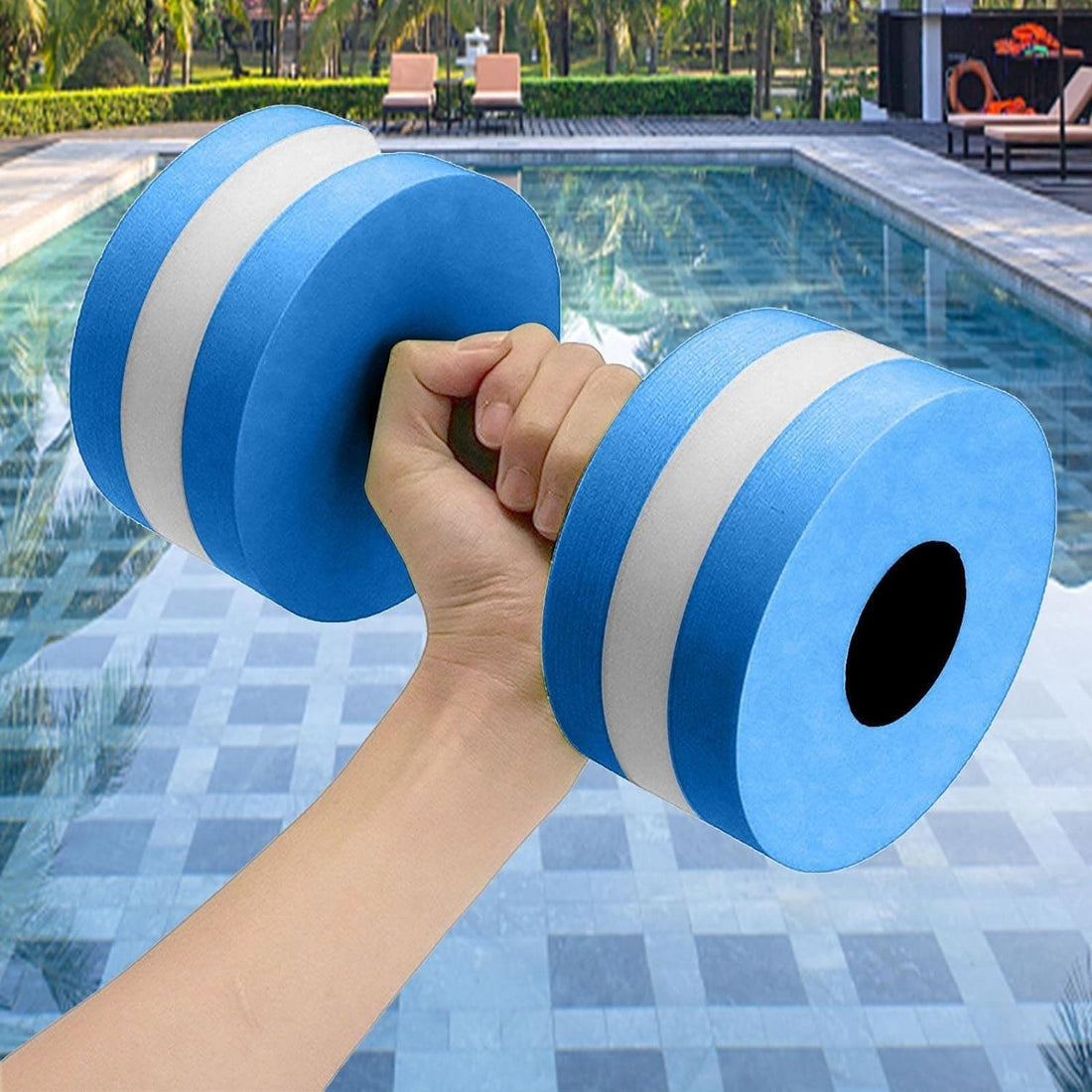 Dumbbell Foam Water Weights Swimming Exercise Fitness Tool (1 Piece - Multi Color)