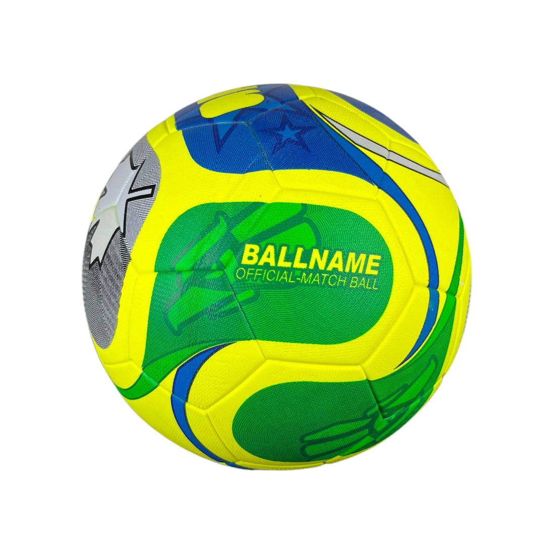 MD Stay Fit Original Professional Match Soccer Ball, Multi-Color Design with Pink Green, Blue, Yellow Panels, Official Size Competition Football