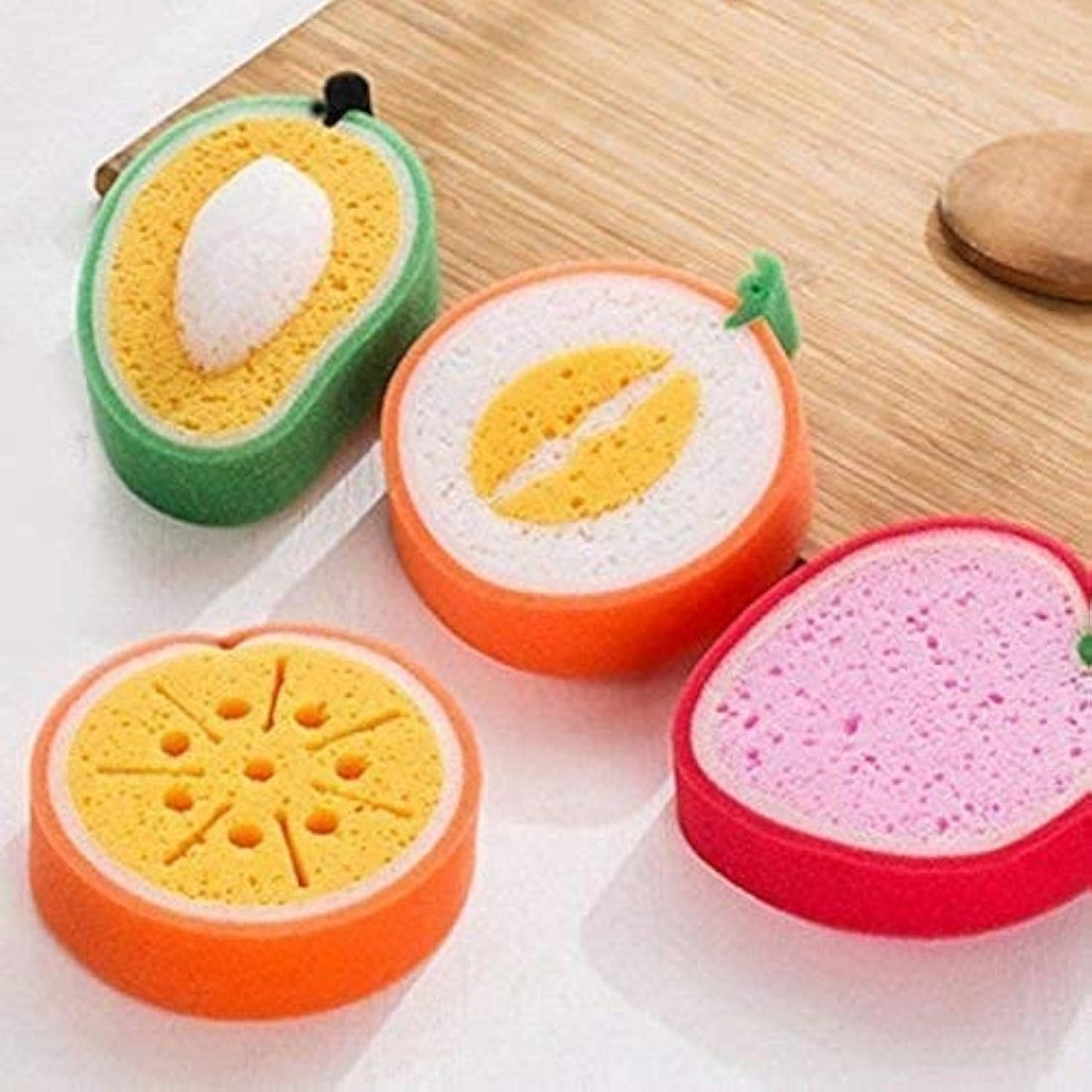 Soft Fruit Shape Bath Shower Sponge Baby Bath Flower Loofah, Bath Shower Sponge, Cute Fruit Shower Ball (Pack of 1, Multicolor)_G174