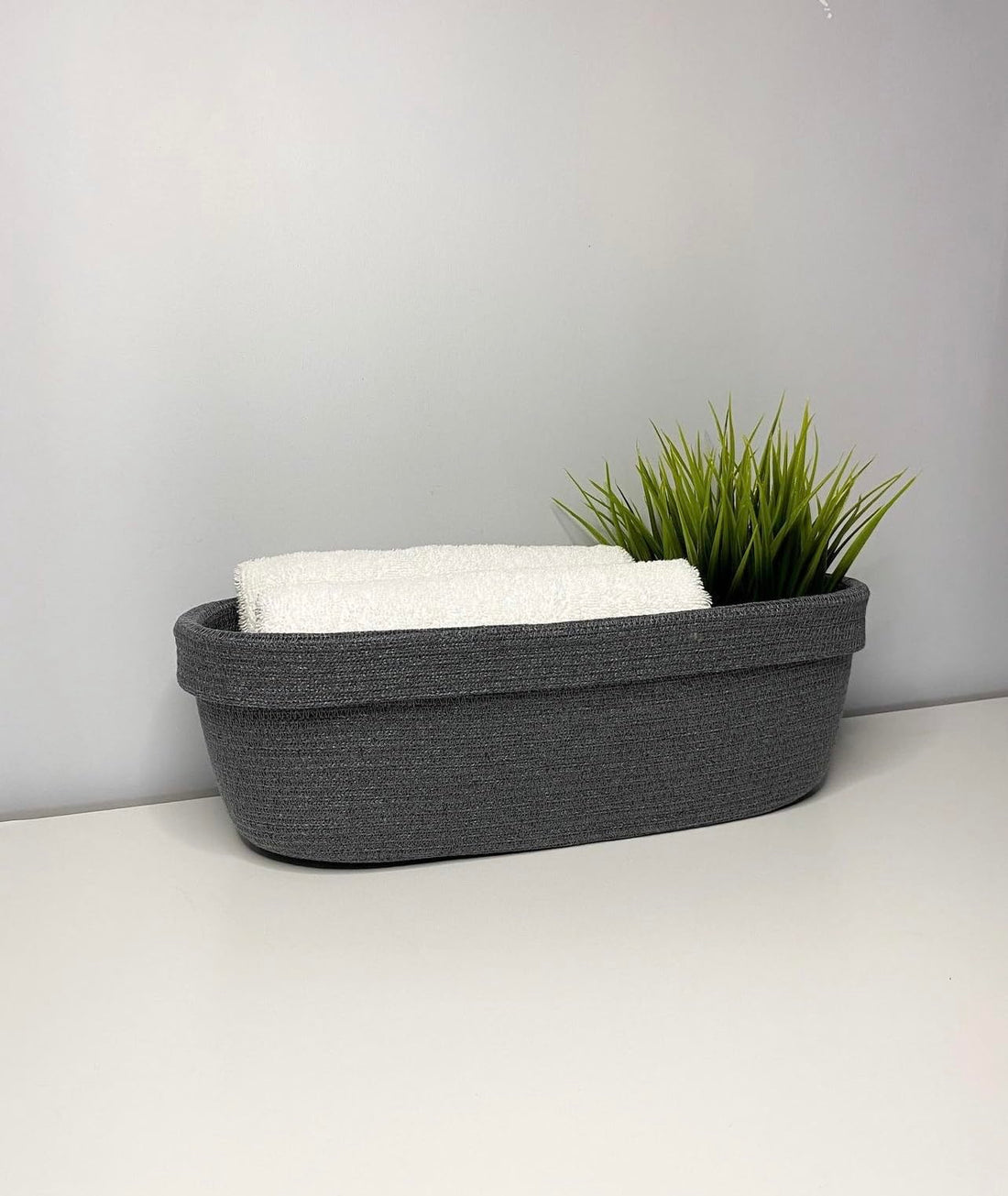 Woven It -Oval Grey Woven Basket can be used in Kitchen, toilet, living room, dining room, kids room, bed room, indoor & outdoor.
