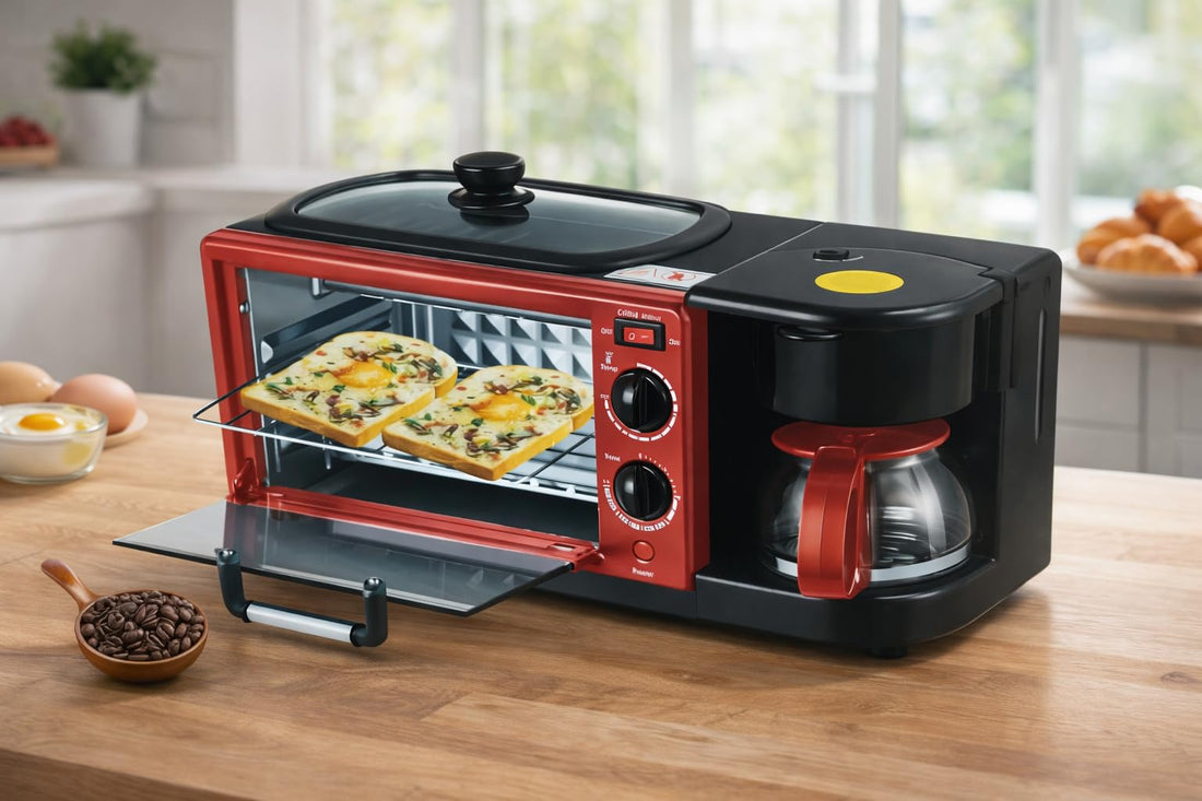 Electric Oven 3 in 1 Tabletop Multifunctional Electric Cooking Ovens Coffee Maker Non-stick Toaster Table Ovens Full Breakfast Family Easy to Clean