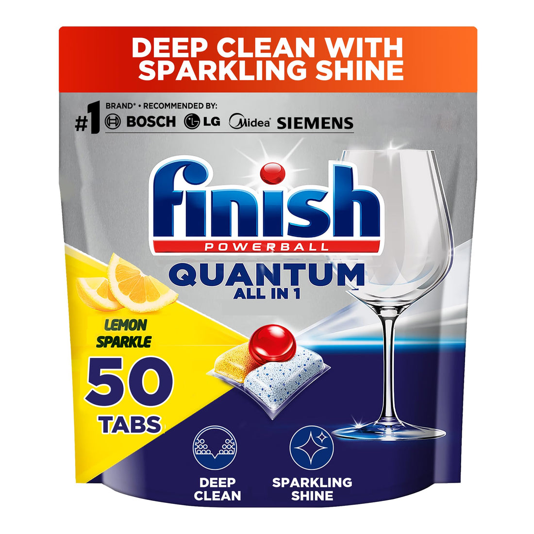 Finish Dishwasher Detergent Tablets - Quantum Lemon Sparkle | 50 Tablets