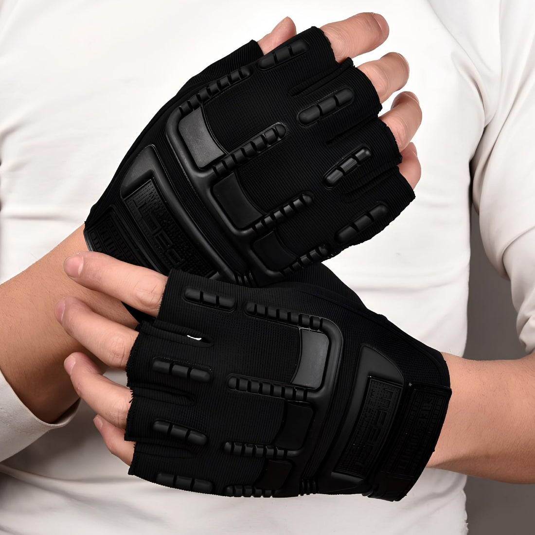 Adroitz Anti Skid, Comfortable and Durable Half Finger Glove for Sports, Hiking, Cycling, Travelling, Camping, Outdoor, Motorcycle Riding Fingerless Half Finger Work Outdoor Gloves