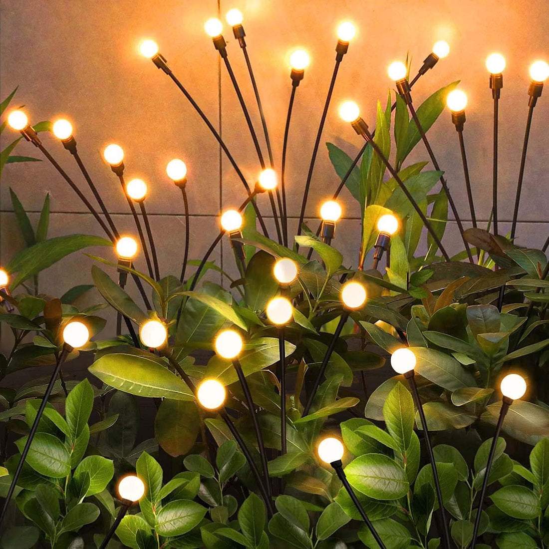 YJFWAL 4 Pack Firefly Solar Garden Lights, 32 LED Warm White, Outdoor, PVC, Waterproof, 2cm x 3cm x 3cm, Art Deco, Fantasy, YBD-TYN
