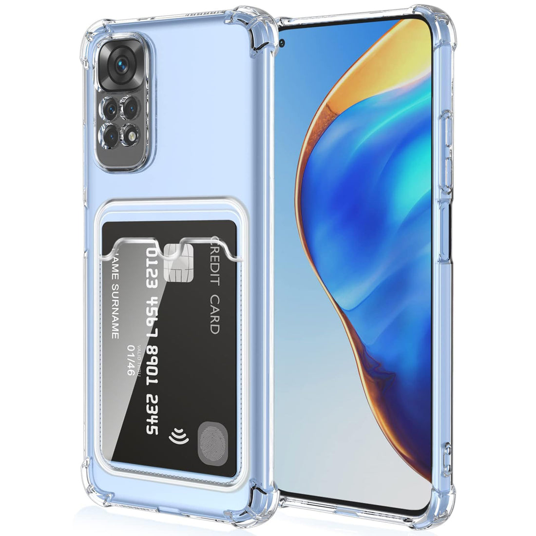 Dl3 Mobilak Xiaomi Mi 10T 5G/Mi 10T Pro 5G Case Clear Card Holder Back Wallet Crystal Transparent Soft TPU Shockproof Bumper Corner Drop Protection Phone Case Cover With Camera Lens Protection