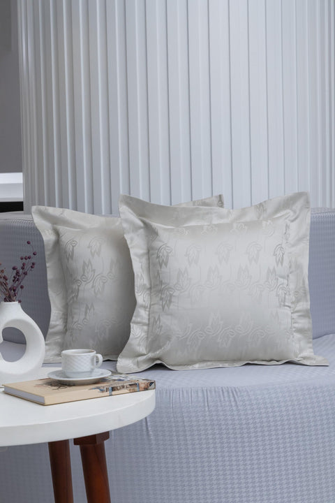 nit - Set Of 2 Light Grey Cushion -Jacquard - (800 TC) 100% Egyptian Cotton