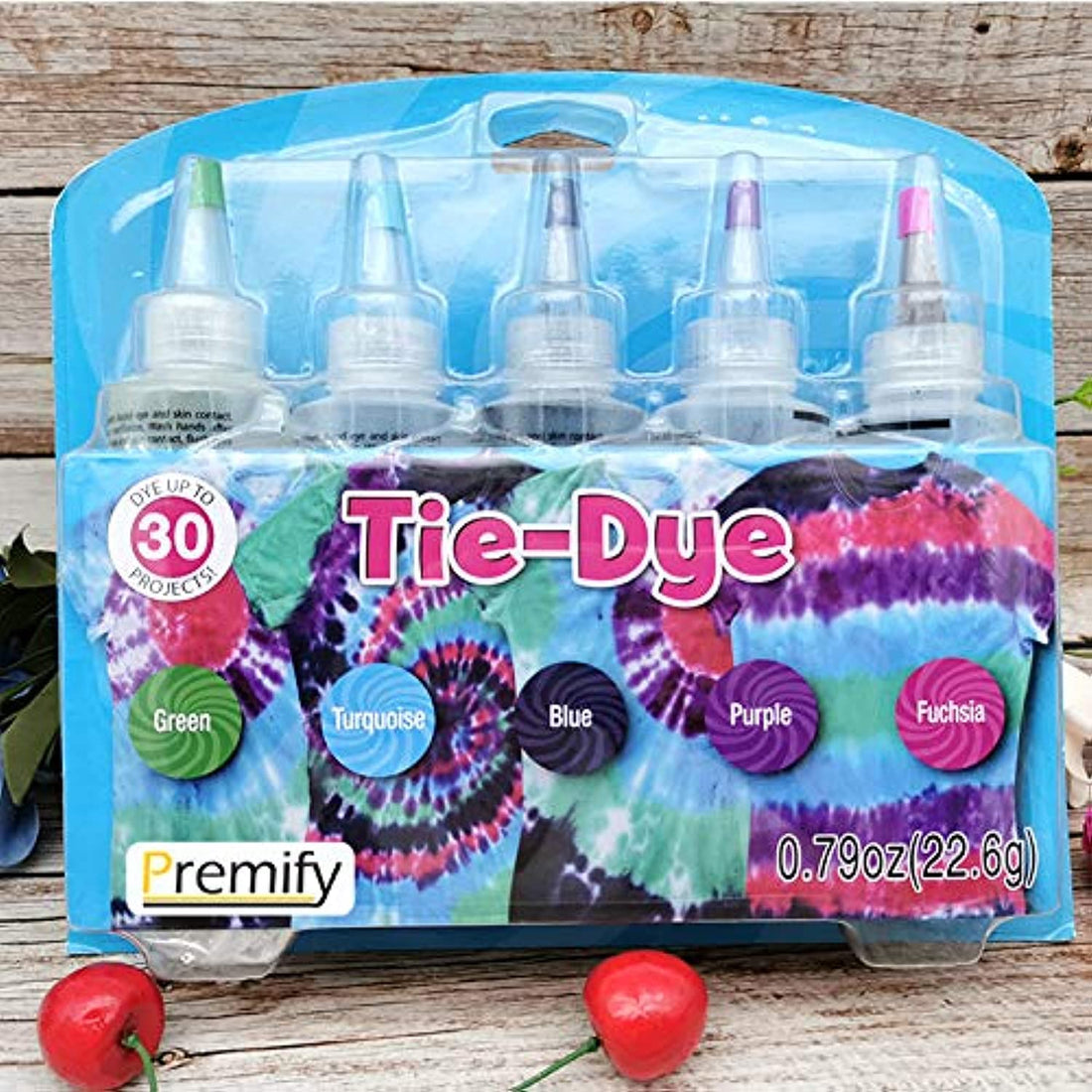 5 Colors Tie Dye Kit - Textile Colours Turquoise Fuchsia Green Blue & Purple Large Bottles of 120ml with Gloves Bands & User Manual, Upto 30 Projects Painting Dyeing Set for Kids Adults Clothes Fabric